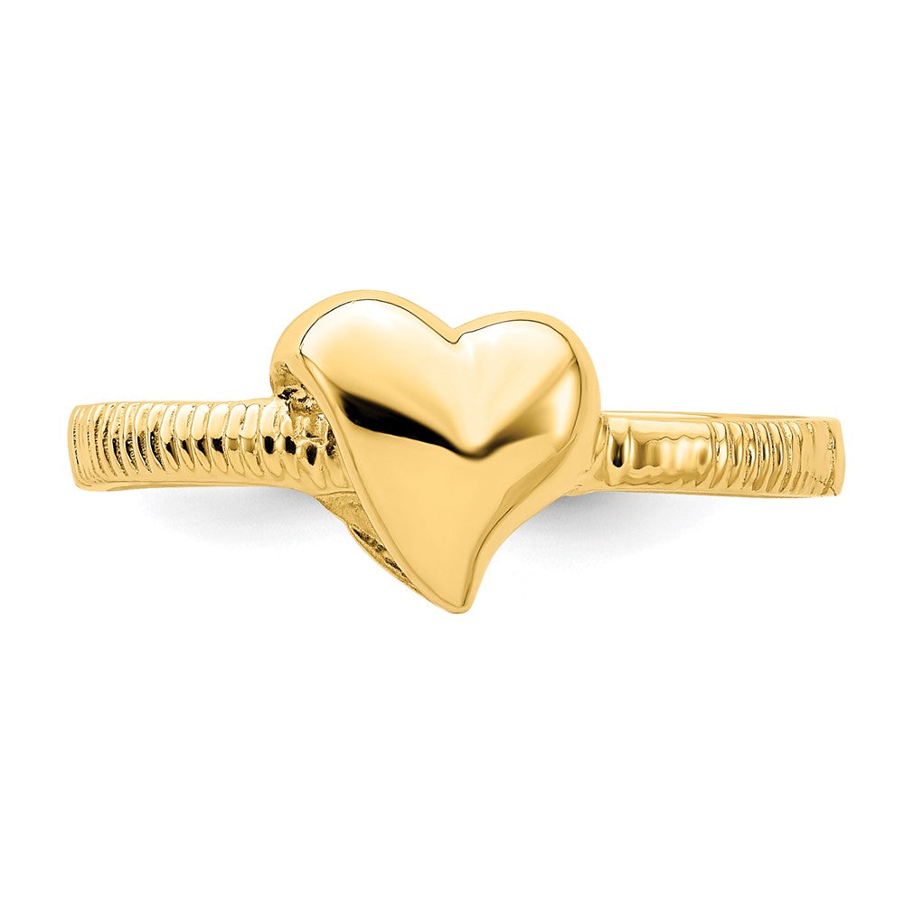 585 Gelbgold Massiver Herz-Ring mit seitlichen Rillen