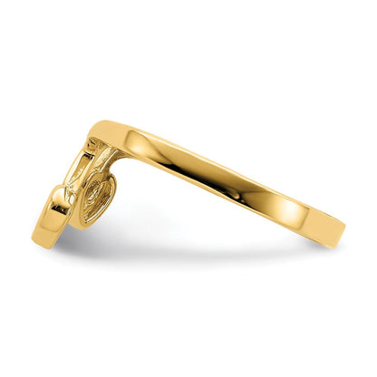 14K Gelbgold Doppelherz-Tropfen-V-Ring