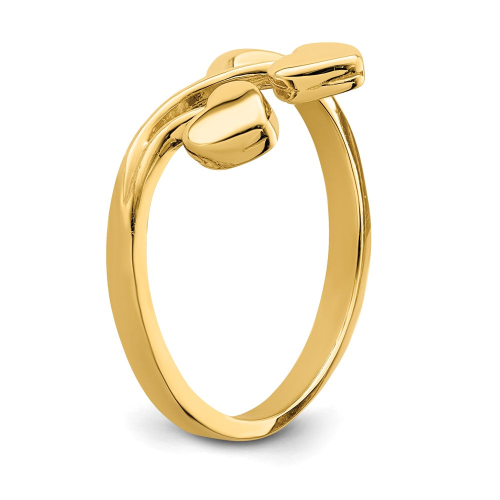 14K Gelbgold Doppelherz-Tropfen-V-Ring