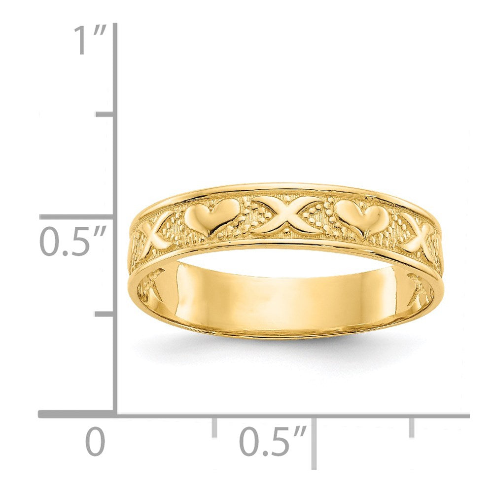 14K Gelbgold Polierter X- und Herzen-Ring