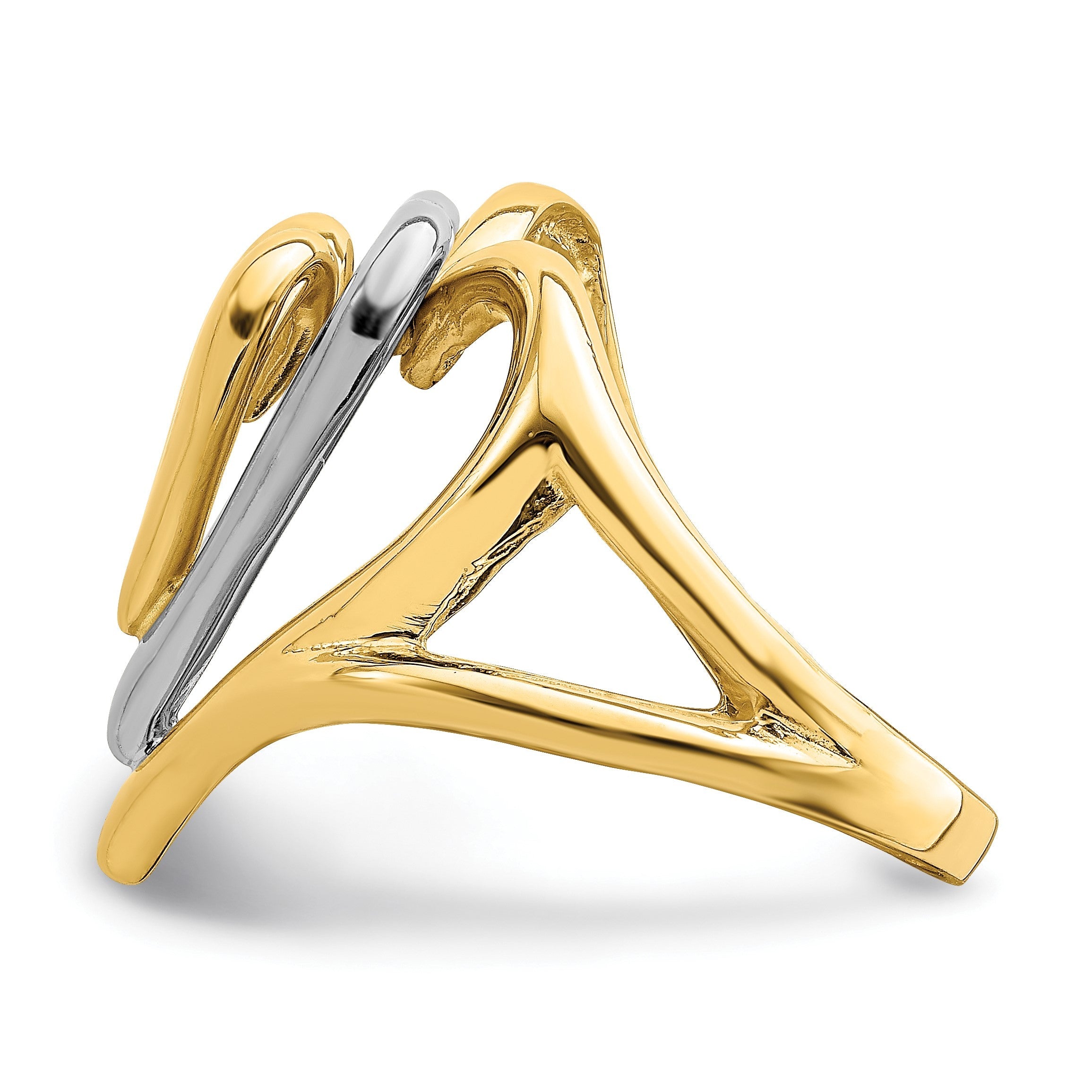 14K Bicolor Gold Ring mit dreifach gestapelten Herzen
