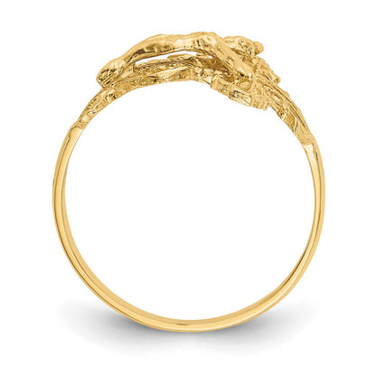 14K Gelbgold Kreuz-Ring mit Diamantschliff