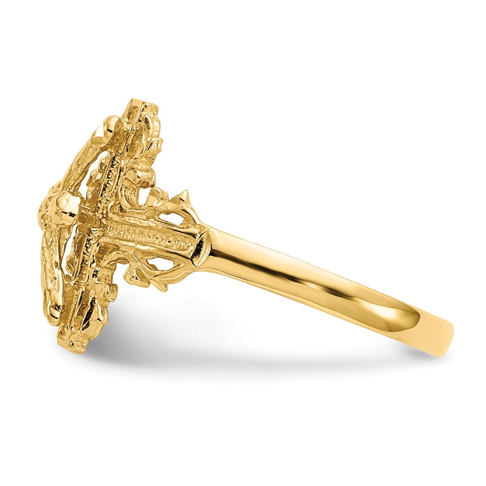14K Gelbgold Kreuz-Ring mit Diamantschliff