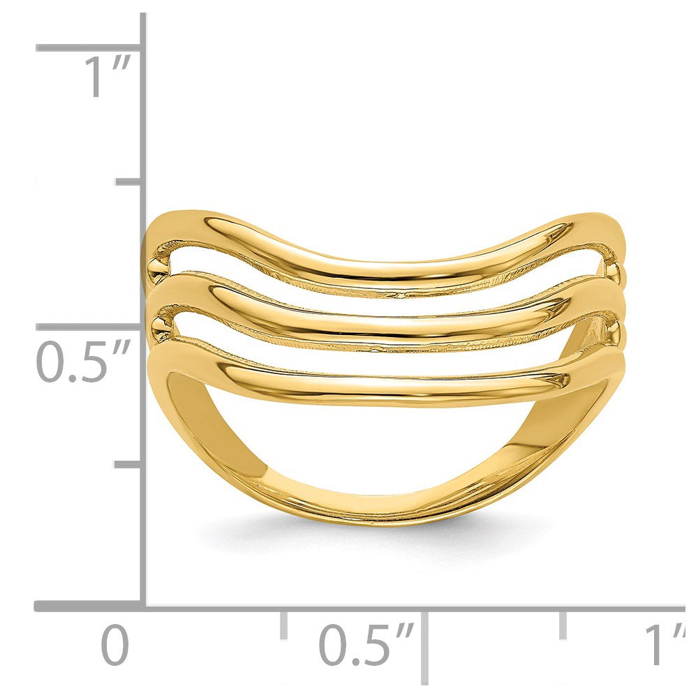 14K Gelbgold Fashion-Daumenring mit dreifacher Welle