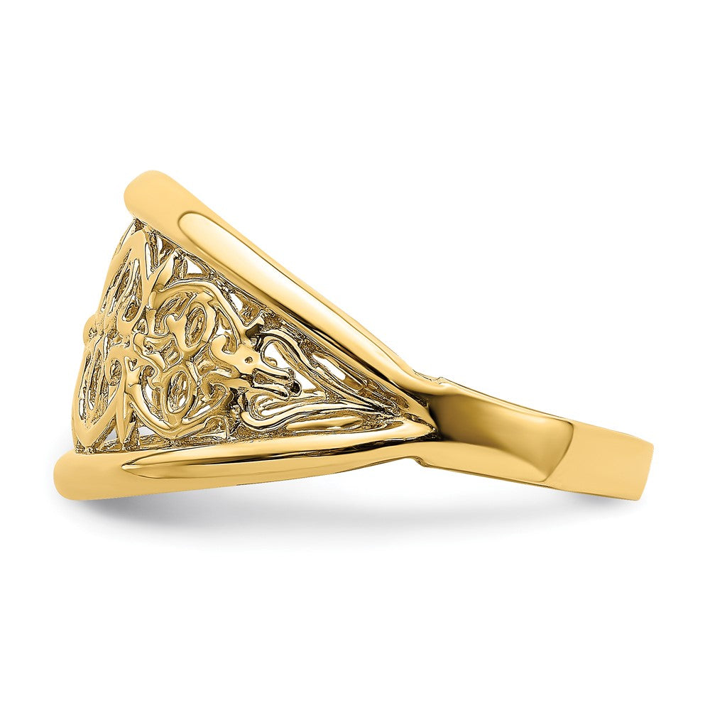 14K Gelbgold Ring mit Ausschnitten und verjüngten Kanten