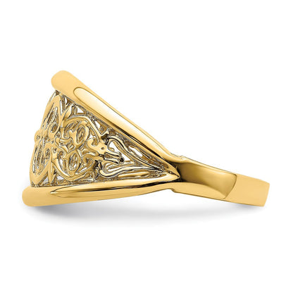 14K Gelbgold Ring mit Ausschnitten und verjüngten Kanten