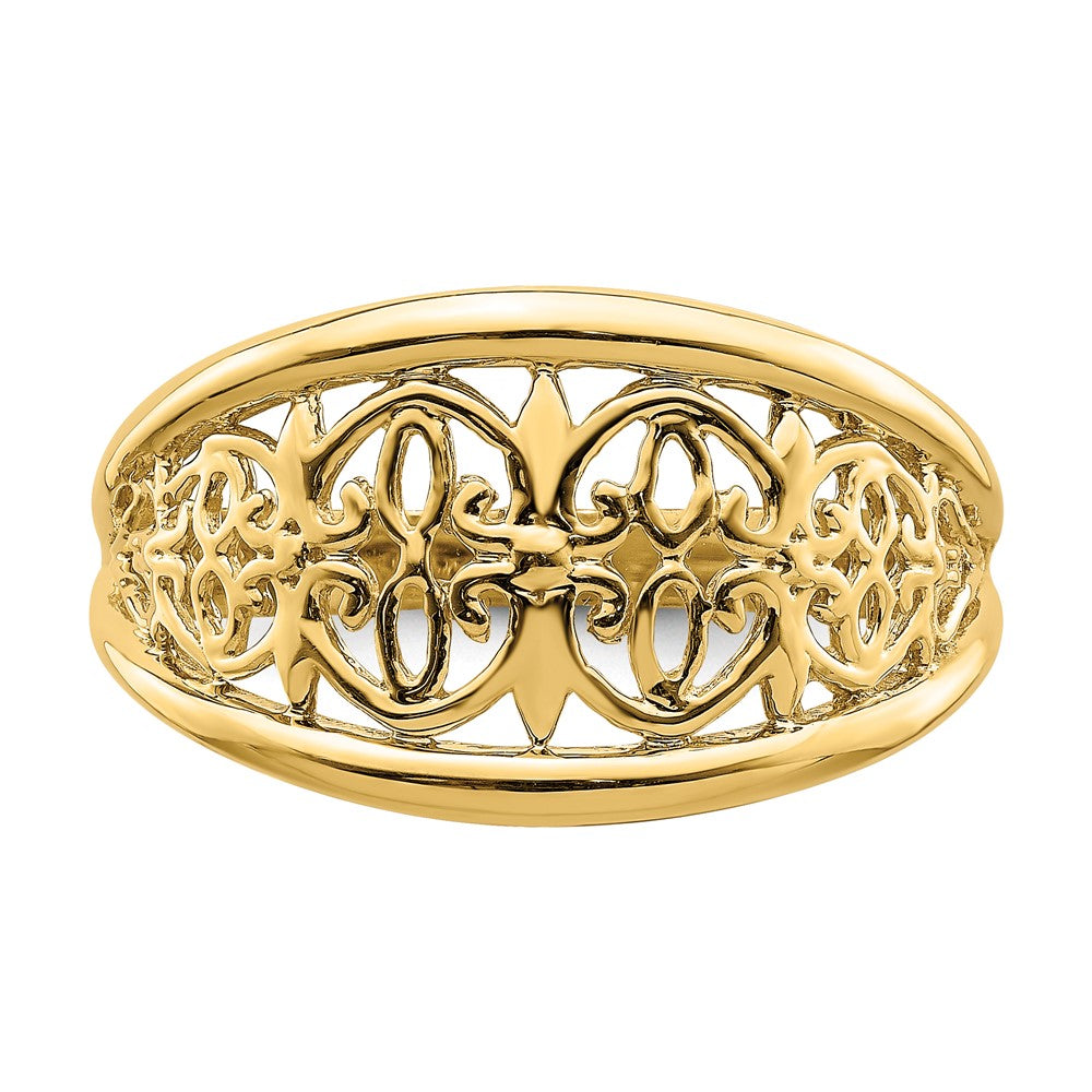 14K Gelbgold Ring mit Ausschnitten und verjüngten Kanten