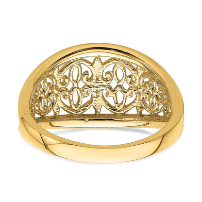 14K Gelbgold Ring mit Ausschnitten und verjüngten Kanten