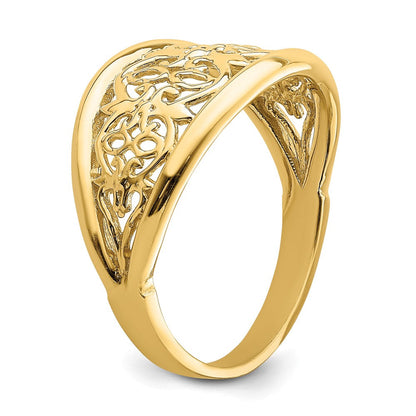 14K Gelbgold Ring mit Ausschnitten und verjüngten Kanten