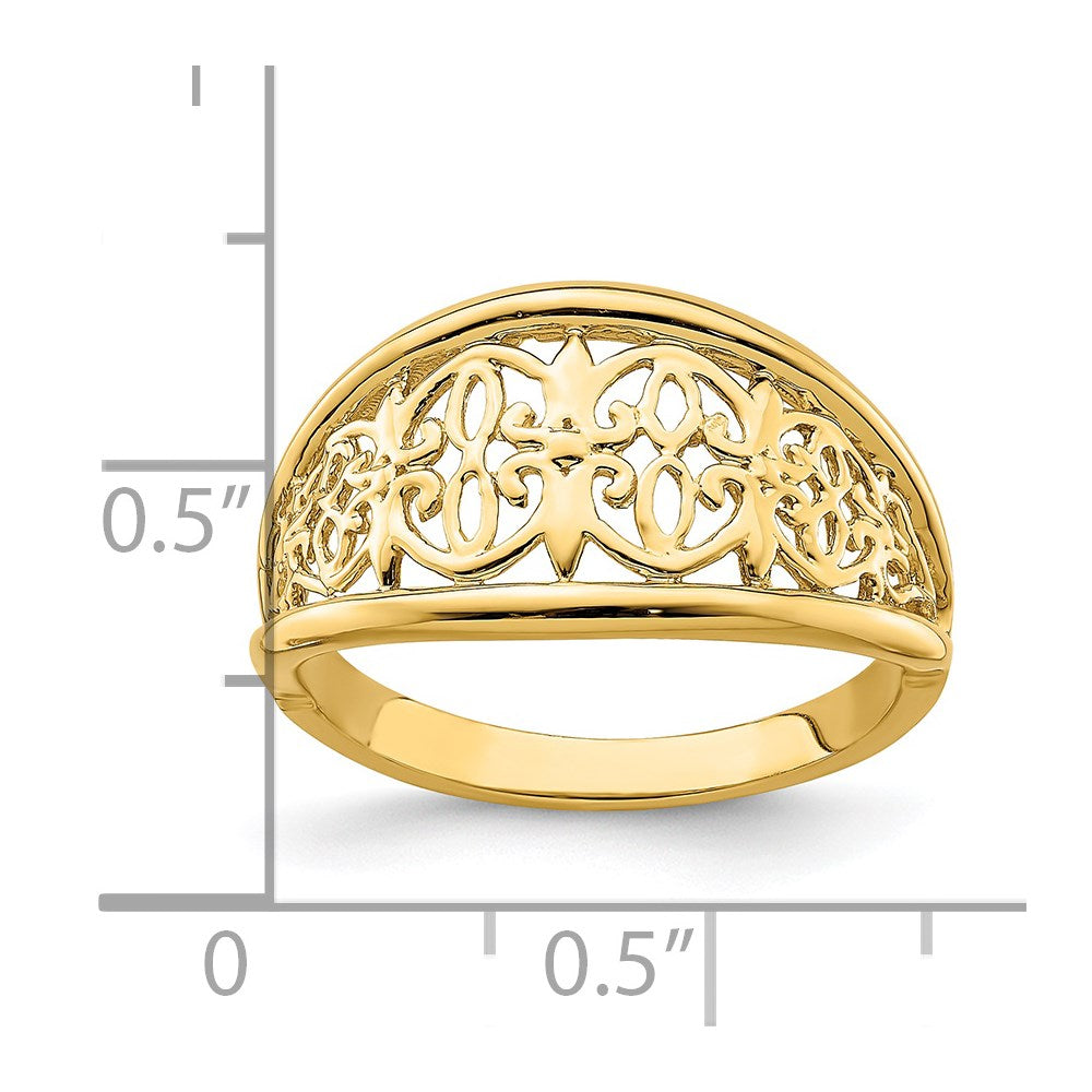 14K Gelbgold Ring mit Ausschnitten und verjüngten Kanten