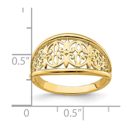 14K Gelbgold Ring mit Ausschnitten und verjüngten Kanten