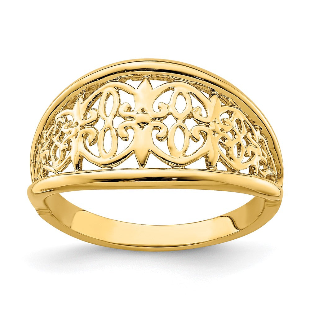 14K Gelbgold Ring mit Ausschnitten und verjüngten Kanten