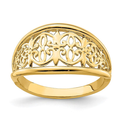 14K Gelbgold Ring mit Ausschnitten und verjüngten Kanten