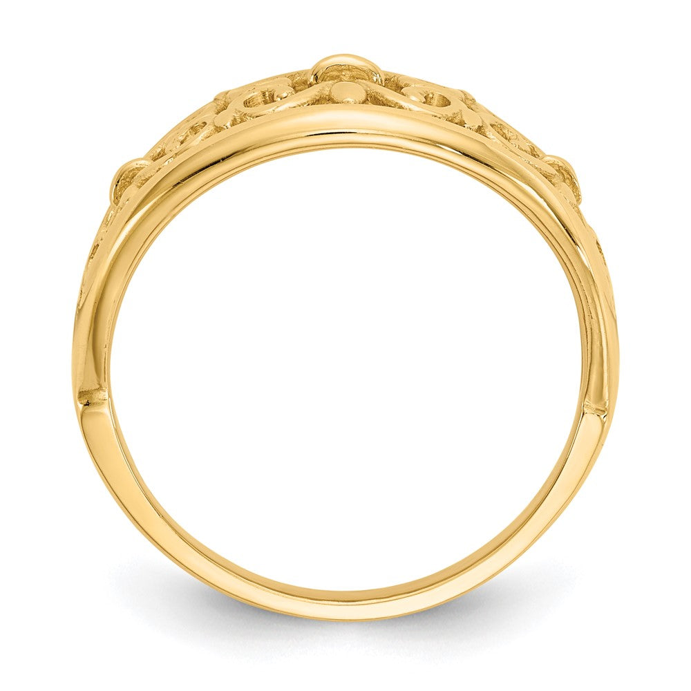 14K Gelbgold Ring mit Fleur-de-Lis-Motiv und Verjüngung