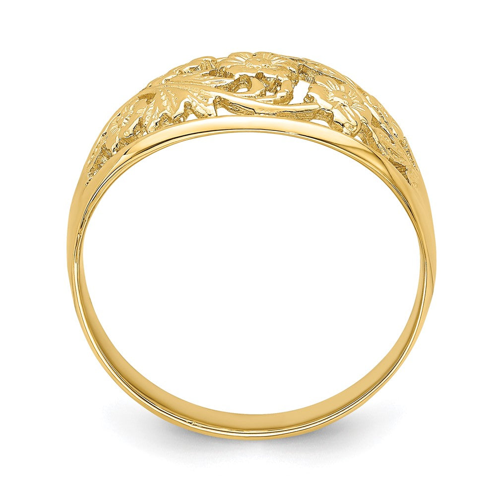 14K Gelbgold Ring mit floralem Dom-Design