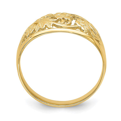 14K Gelbgold Ring mit floralem Dom-Design