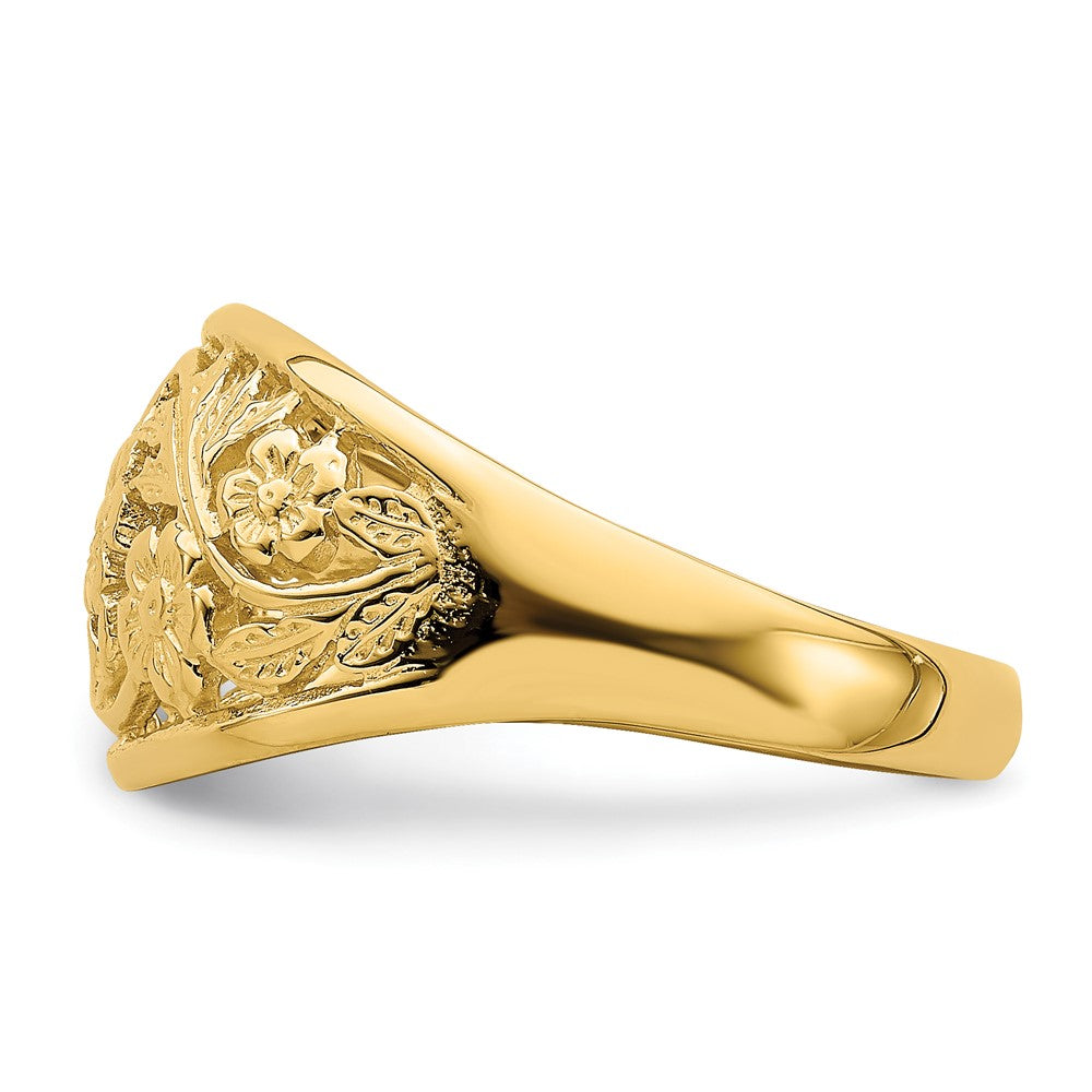 14K Gelbgold Ring mit floralem Dom-Design