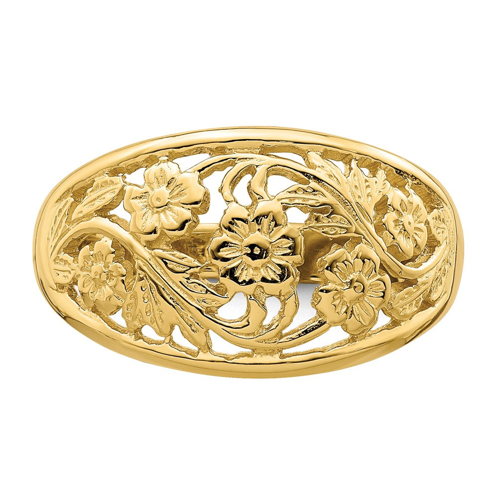14K Gelbgold Ring mit floralem Dom-Design
