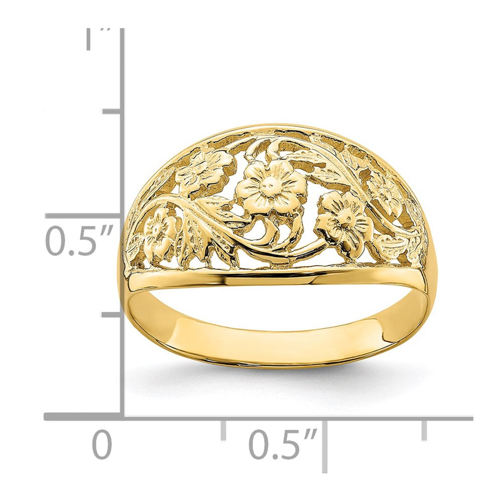 14K Gelbgold Ring mit floralem Dom-Design