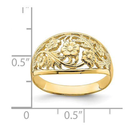 14K Gelbgold Ring mit floralem Dom-Design
