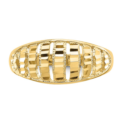 14K Gelbgold Ring mit vertikalen diamantgeschliffenen Streifen, gewölbt