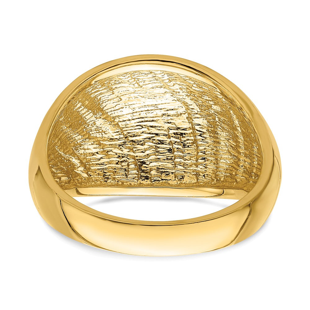 14K Gelbgold Ring mit diamantgeschliffenem Gittermuster und Kuppeldesign