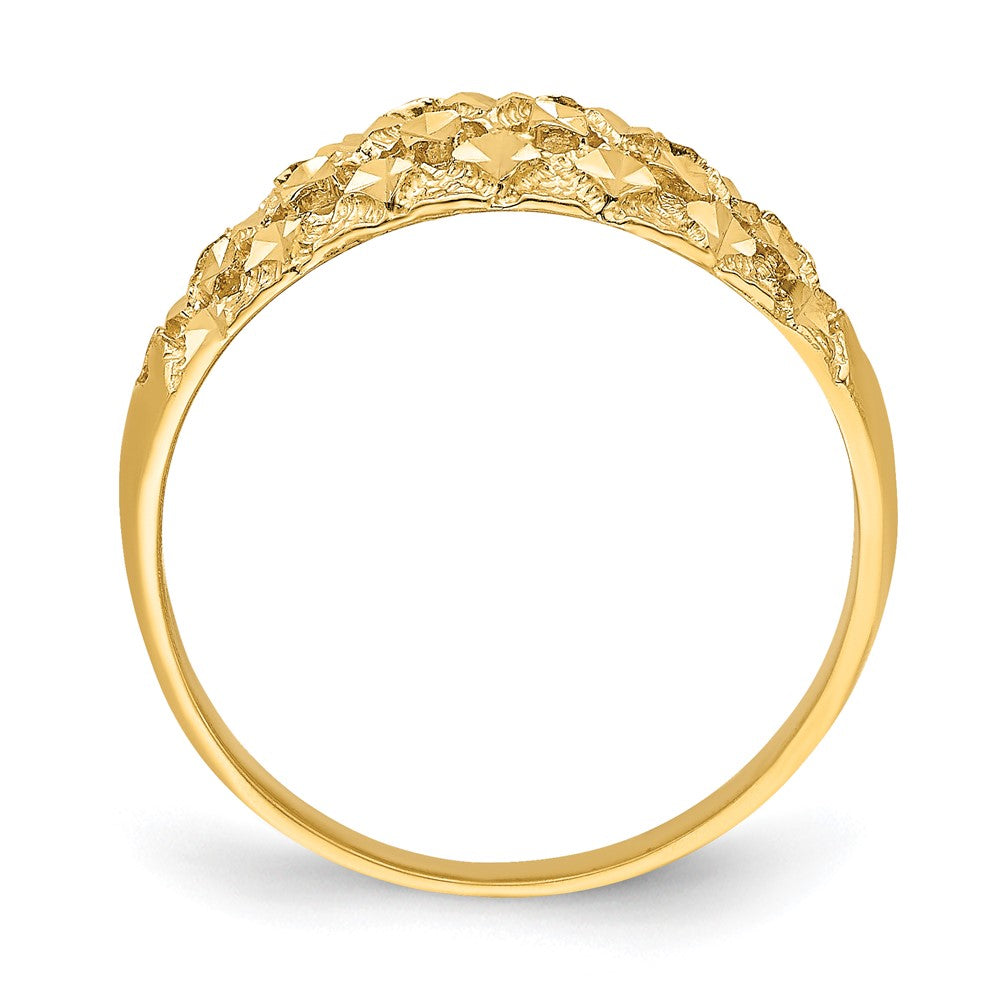14K Gelbgold Diamant-Ring mit diamantgeschliffenem Mini-Muster aus echten Diamanten, Wölbung