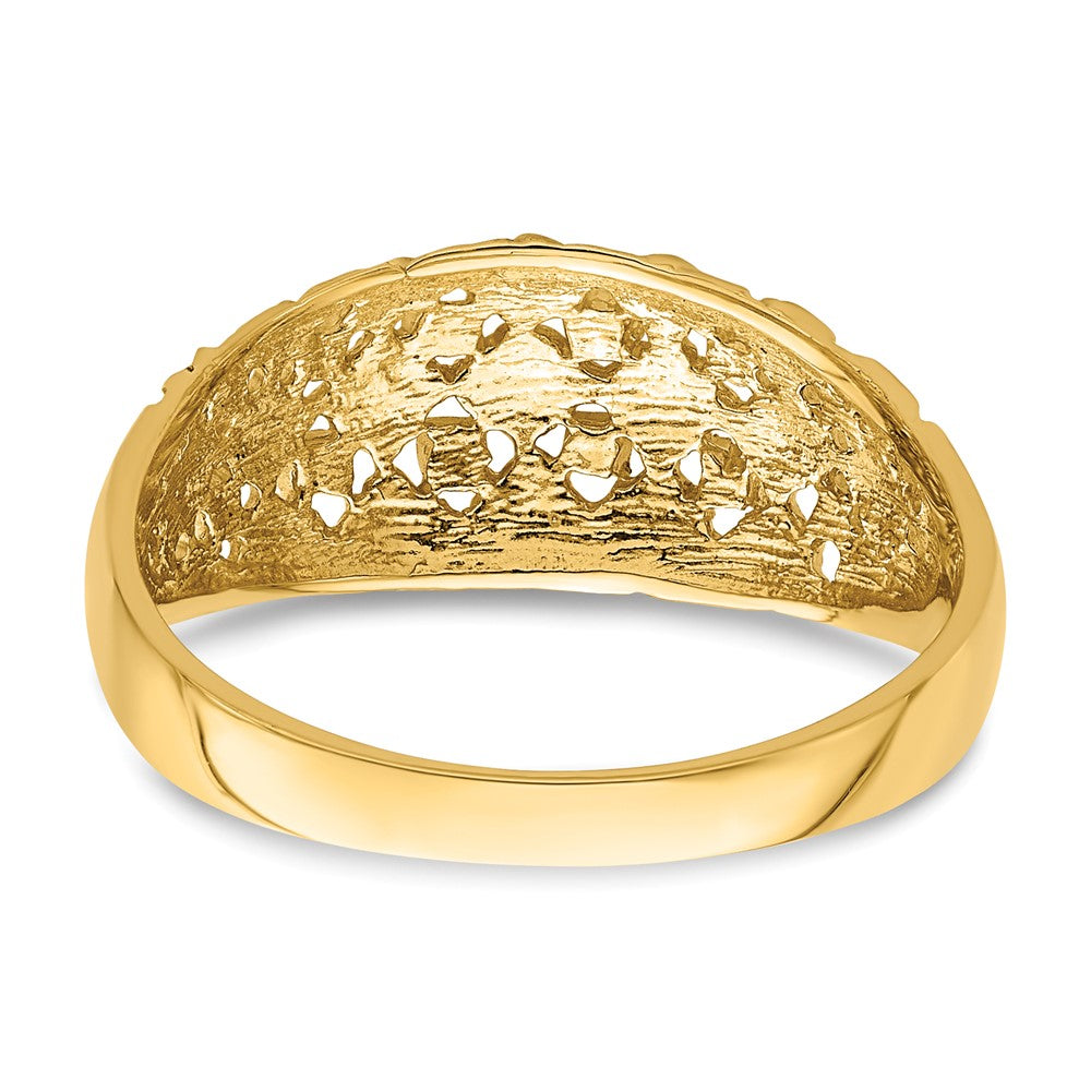 14K Gelbgold Diamant-Ring mit diamantgeschliffenem Mini-Muster aus echten Diamanten, Wölbung