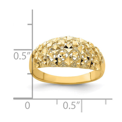 14K Gelbgold Diamant-Ring mit diamantgeschliffenem Mini-Muster aus echten Diamanten, Wölbung