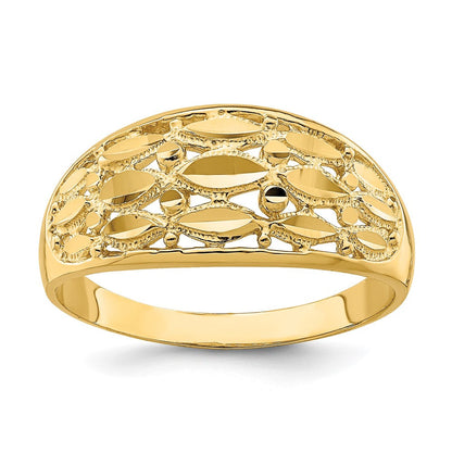 14K Gelbgold Ring mit Diamantschliff und Oval-Design