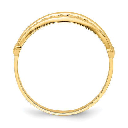 14K Gelbgold Ring mit spitz zulaufendem, diamantgeschliffenem Muster