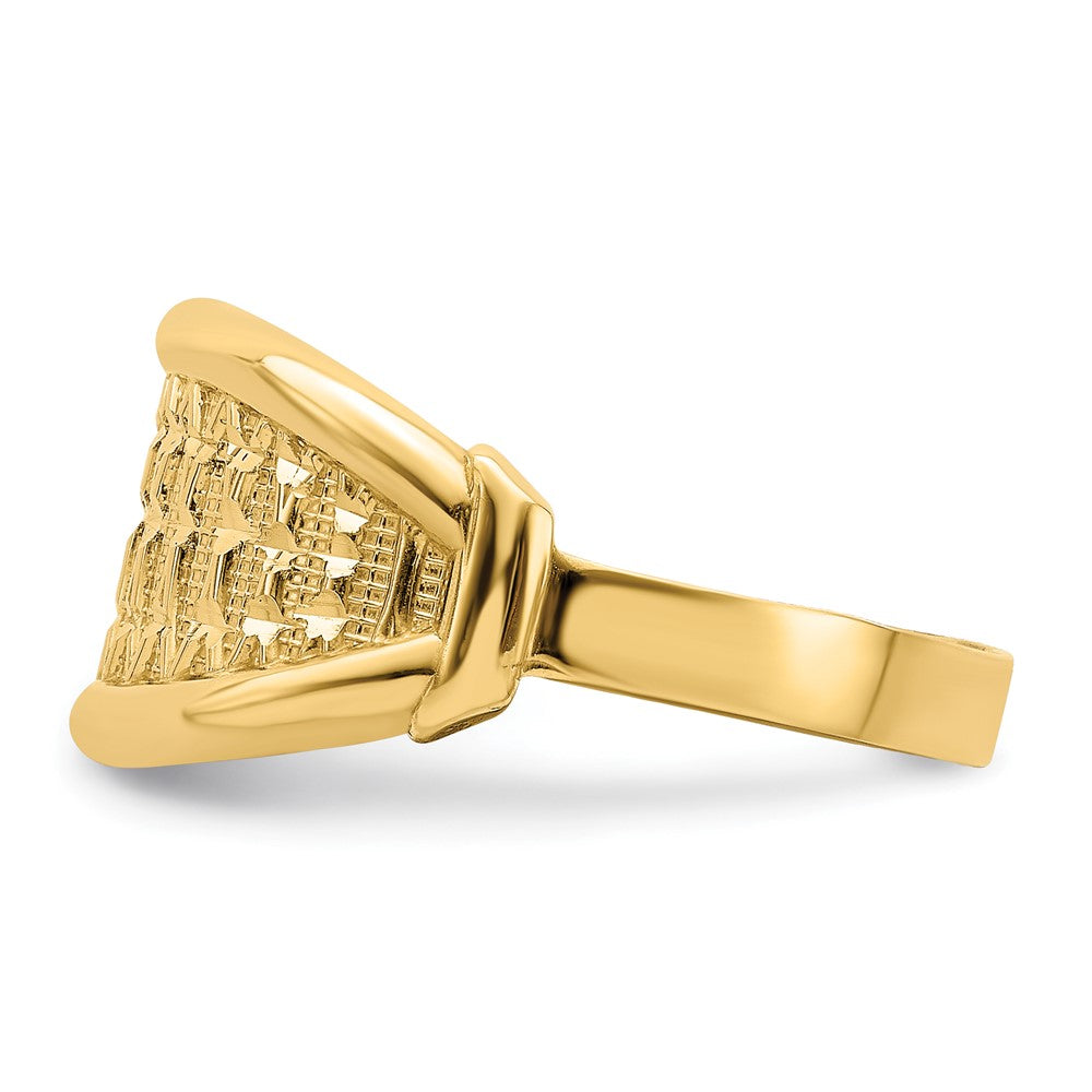 14K Gelbgold Ring mit spitz zulaufendem, diamantgeschliffenem Muster