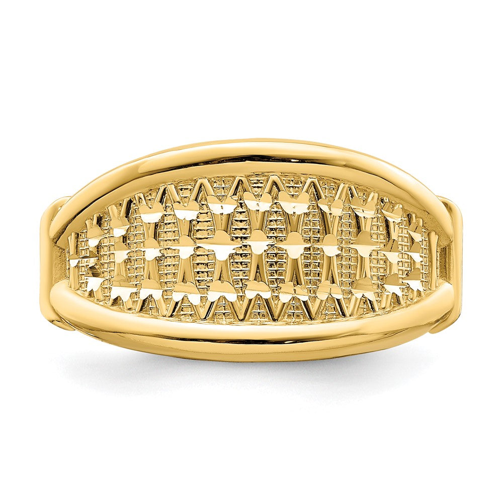 14K Gelbgold Ring mit spitz zulaufendem, diamantgeschliffenem Muster