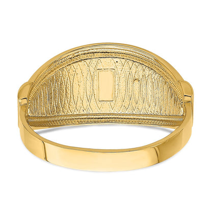 14K Gelbgold Ring mit spitz zulaufendem, diamantgeschliffenem Muster