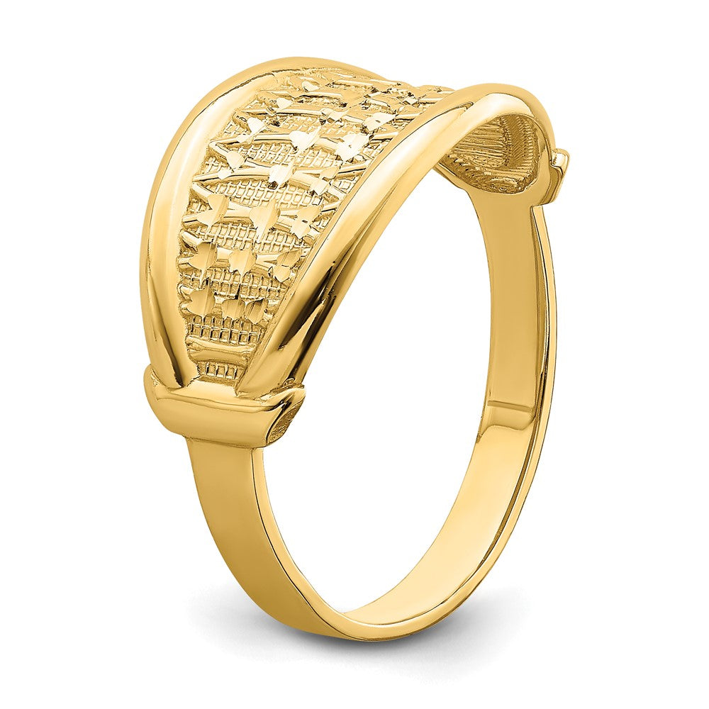 14K Gelbgold Ring mit spitz zulaufendem, diamantgeschliffenem Muster