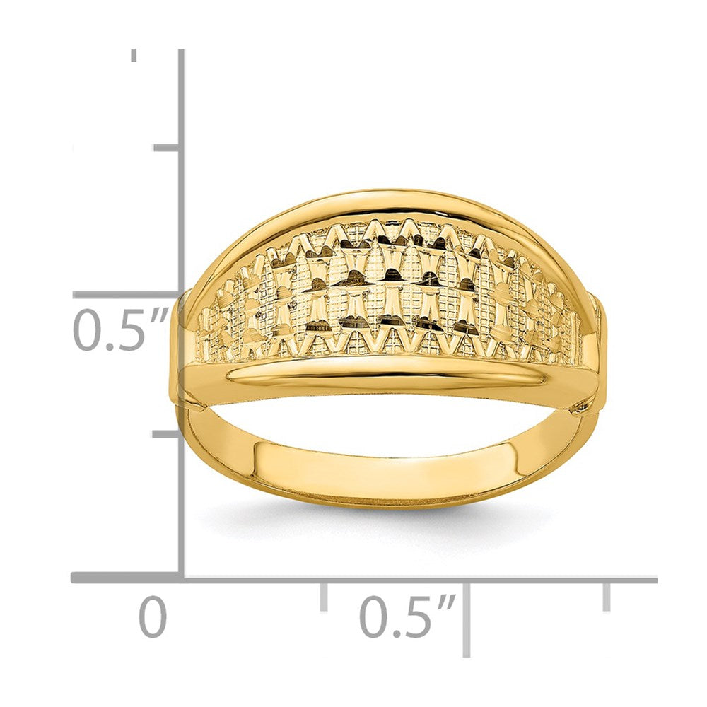 14K Gelbgold Ring mit spitz zulaufendem, diamantgeschliffenem Muster