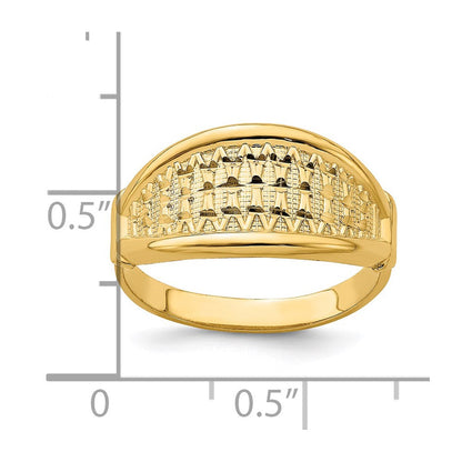 14K Gelbgold Ring mit spitz zulaufendem, diamantgeschliffenem Muster