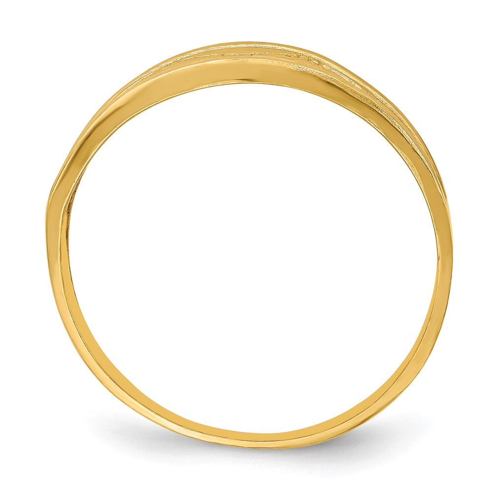 14K Gelbgold Ring mit diamantgeschliffenem Steppmuster