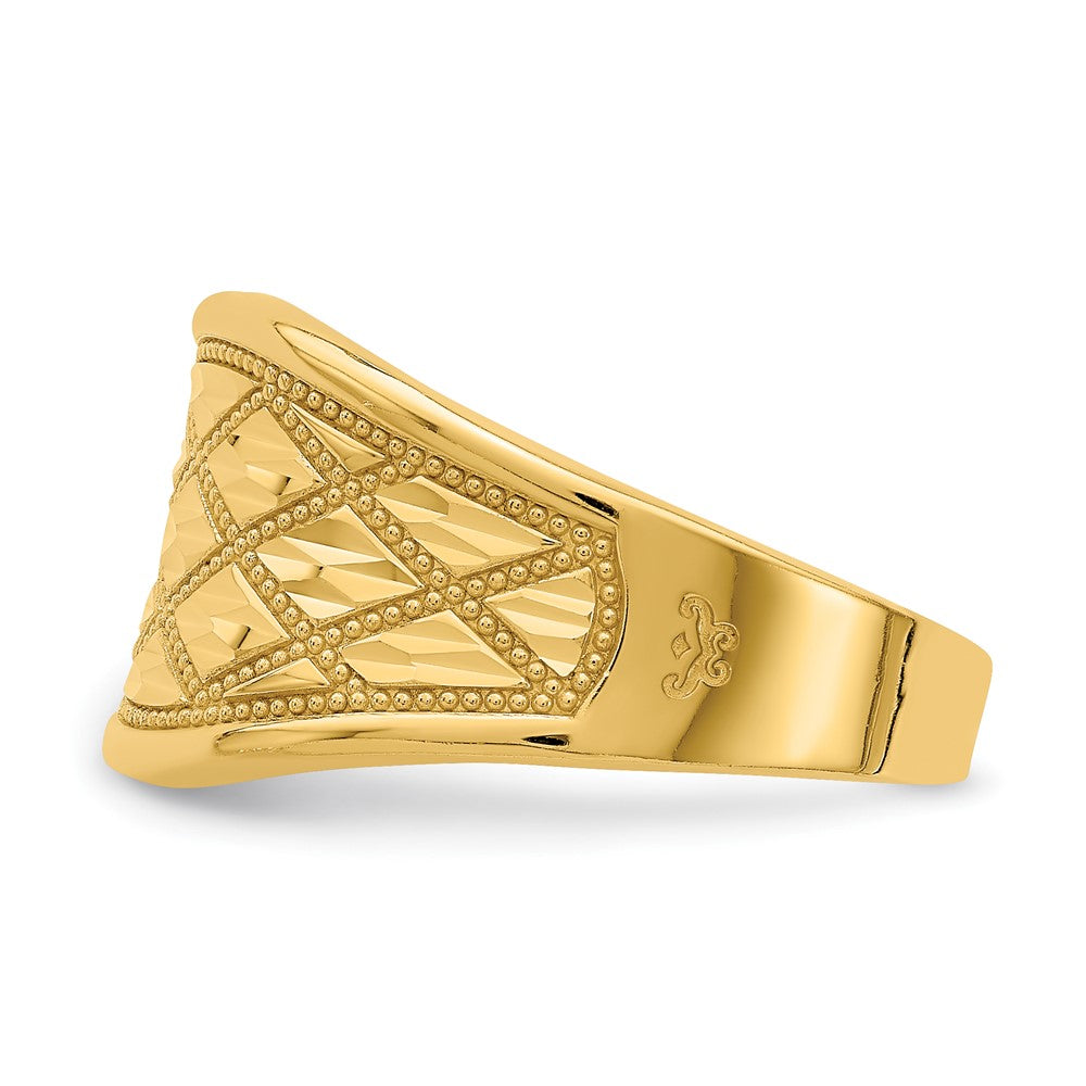14K Gelbgold Ring mit diamantgeschliffenem Steppmuster