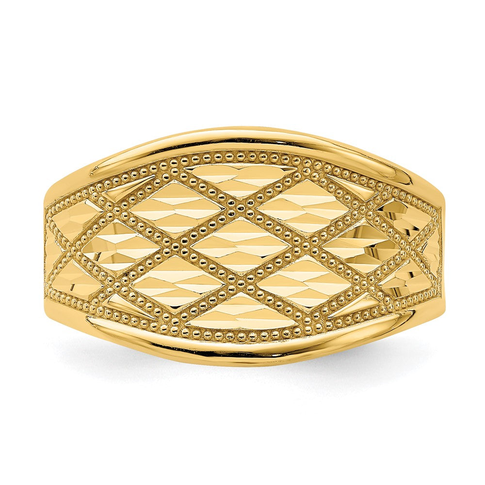 14K Gelbgold Ring mit diamantgeschliffenem Steppmuster