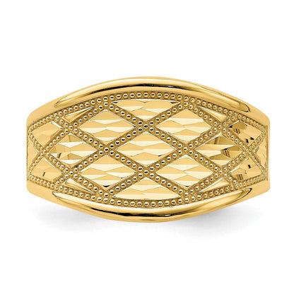 14K Gelbgold Ring mit diamantgeschliffenem Steppmuster