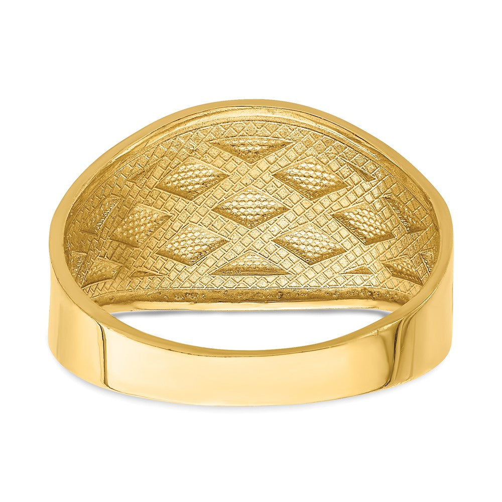 14K Gelbgold Ring mit diamantgeschliffenem Steppmuster
