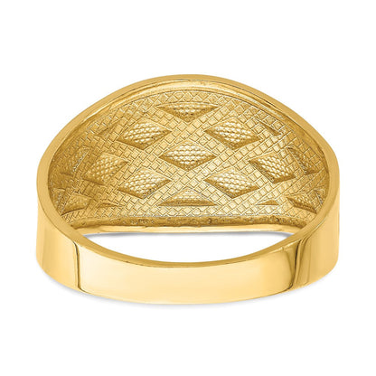 14K Gelbgold Ring mit diamantgeschliffenem Steppmuster