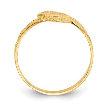 14K Gelbgold By-pass-Ring mit Diamantschliff-Spitzenmuster
