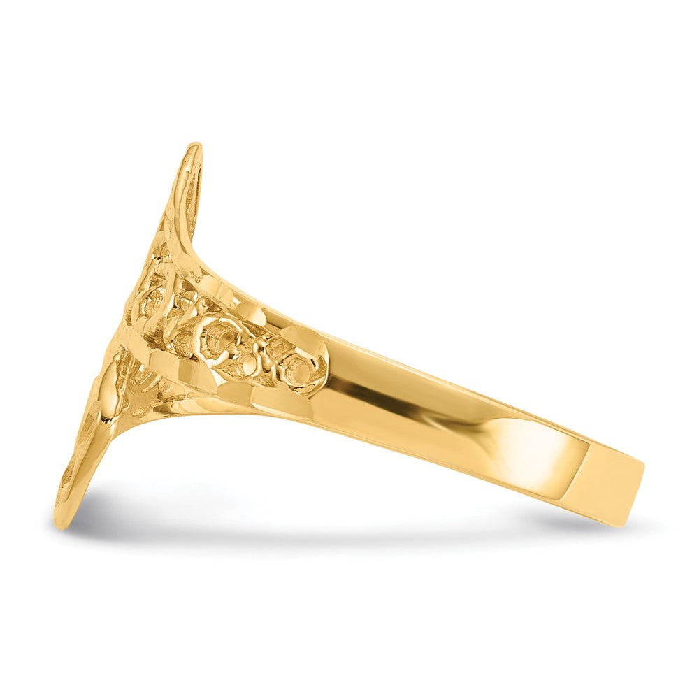 14K Gelbgold By-pass-Ring mit Diamantschliff-Spitzenmuster