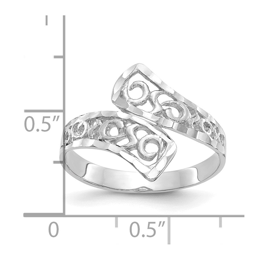 14K Weißgold By-Pass-Ring mit Spitzenmuster, diamantiert