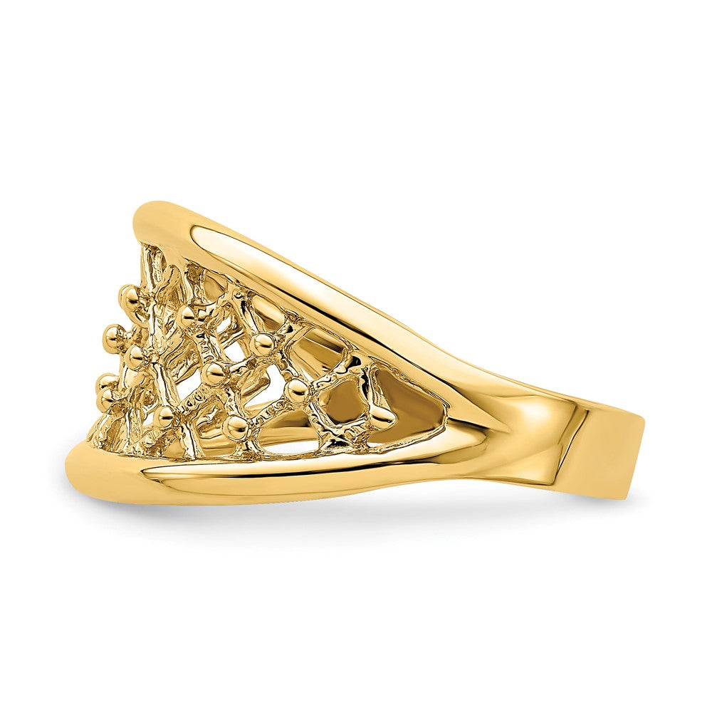 14K Gelbgold Mesh-Ring, konisch verjüngter Ring