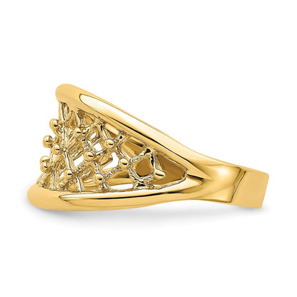 14K Gelbgold Mesh-Ring, konisch verjüngter Ring