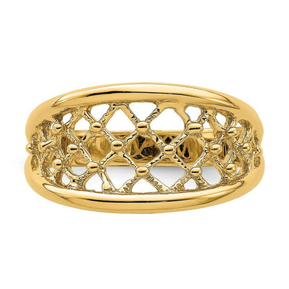 14K Gelbgold Mesh-Ring, konisch verjüngter Ring