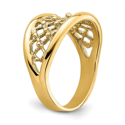 14K Gelbgold Mesh-Ring, konisch verjüngter Ring